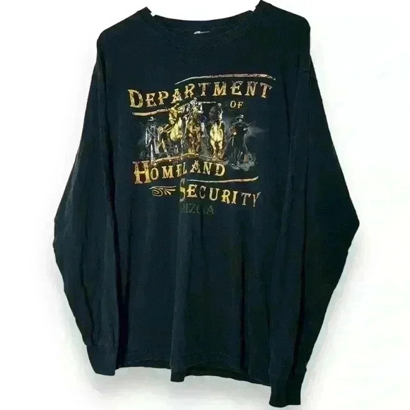 VTG Department OF Homeland Security Arizona Graphic  Tee Long Sleeve Cow Boy M - Picture 1 of 6